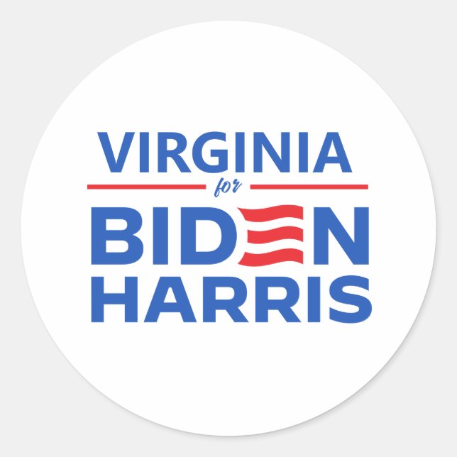 Pegatina Redonda Virginia para Biden Harris (Anverso)