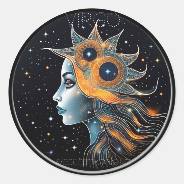 Pegatina Redonda Virgo (Anverso)