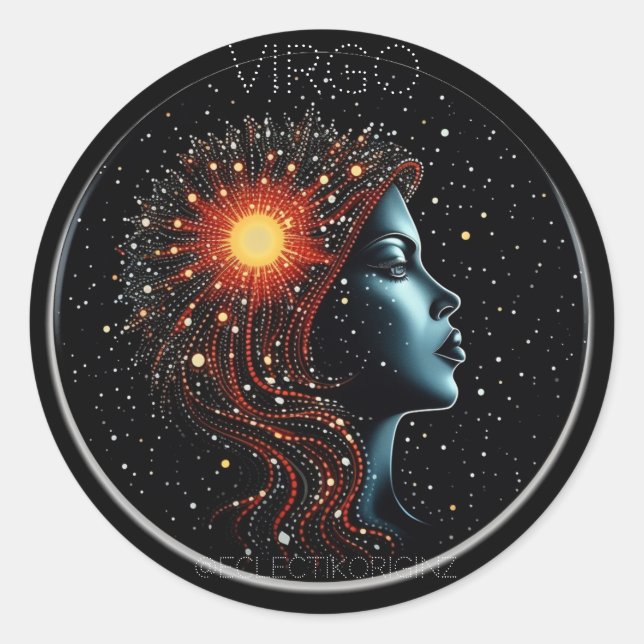 Pegatina Redonda Virgo (Anverso)