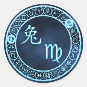 Pegatina Redonda Virgo/Conejo