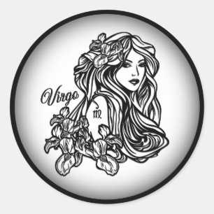 Pegatina Redonda Virgo La Virgen Zodiaco