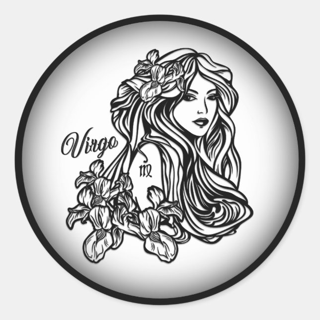 Pegatina Redonda Virgo La Virgen Zodiaco (Anverso)