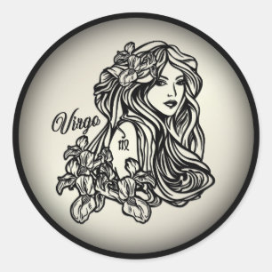 Pegatina Redonda Virgo La Virgen Zodiaco