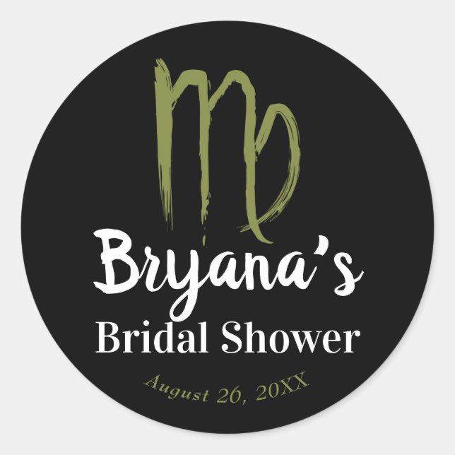 Pegatina Redonda VIRGO Zodiac Agosto Setiembre Ducha de novias (Anverso)