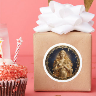 Pegatina Redonda Virgo Zodiac Maiden