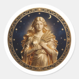 Pegatina Redonda Virgo Zodiaco Doncella