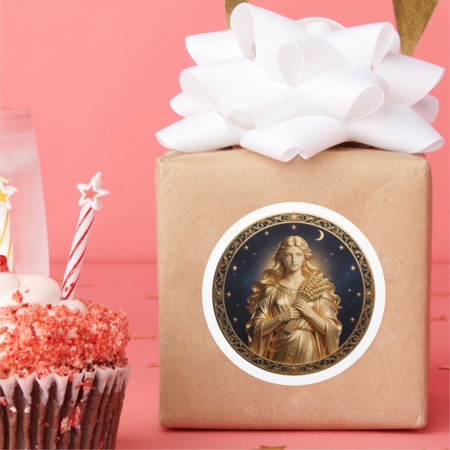 Pegatina Redonda Virgo Zodiaco Doncella (Fiesta)