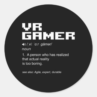 Pegatina Redonda Virtual Reality Vr Gaming Computer Pc Video Gamer
