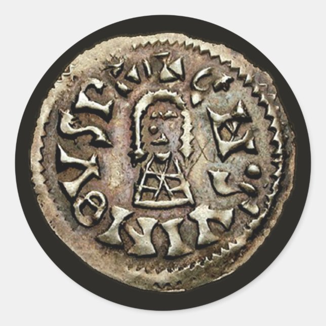 Pegatina Redonda Visigoth Chindaswinth Gold Coin Obverse (Anverso)