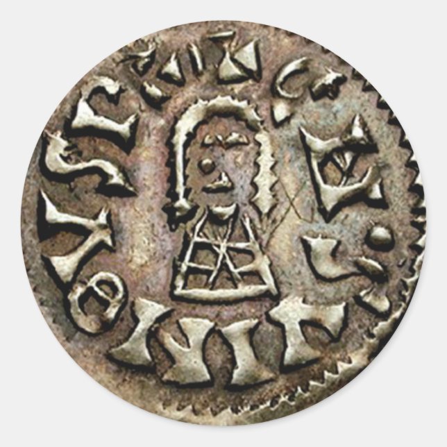 Pegatina Redonda Visigoth Chindaswinth Gold Coin Obverse (Anverso)