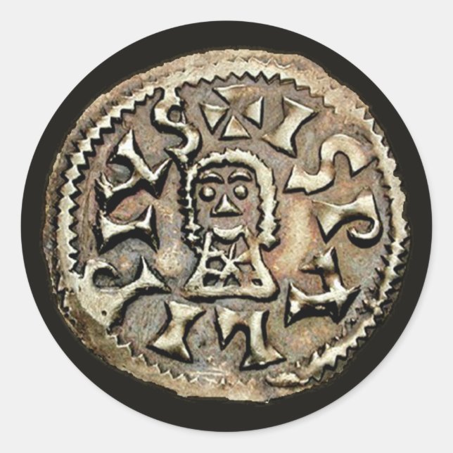 Pegatina Redonda Visigoth Chindaswinth Gold Coin Reverse (Anverso)