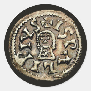 Pegatina Redonda Visigoth Chindaswinth Gold Coin Reverse