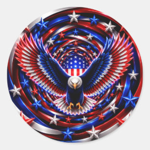 Pegatina Redonda Visión Americana Espiral – Águila Patriótica Óptic