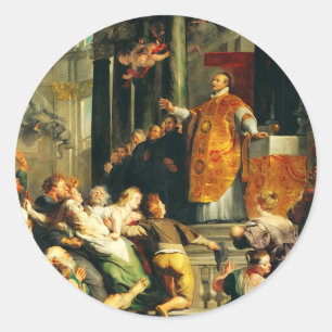 Pegatina Redonda Visión de Ignacio por Pedro Pablo Rubens