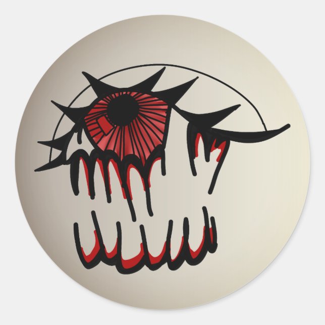 Pegatina Redonda Visión Psicodélica de Captura de Sangre (Anverso)