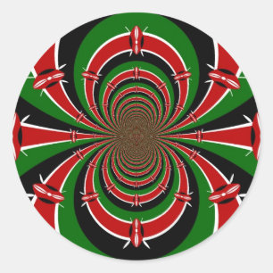 Pegatina Redonda Visión vibrante de Kenia: Arte de la bandera kenia