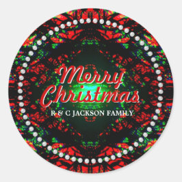 Pegatina Redonda Visiones navidades ligeras Vibe Verde Rojo