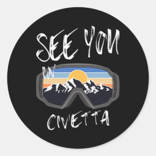 Pegatina Redonda Visita Civetta Senderismo Italia Vacaciones Esquí 