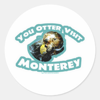 Pegatina Redonda Visita de Otter a Monterey