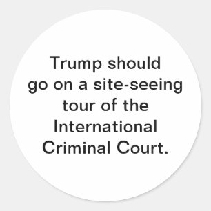 Pegatina Redonda Visita del Tribunal Penal de Trump Hankamer Artjun