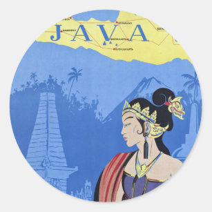Pegatina Redonda Visita Java