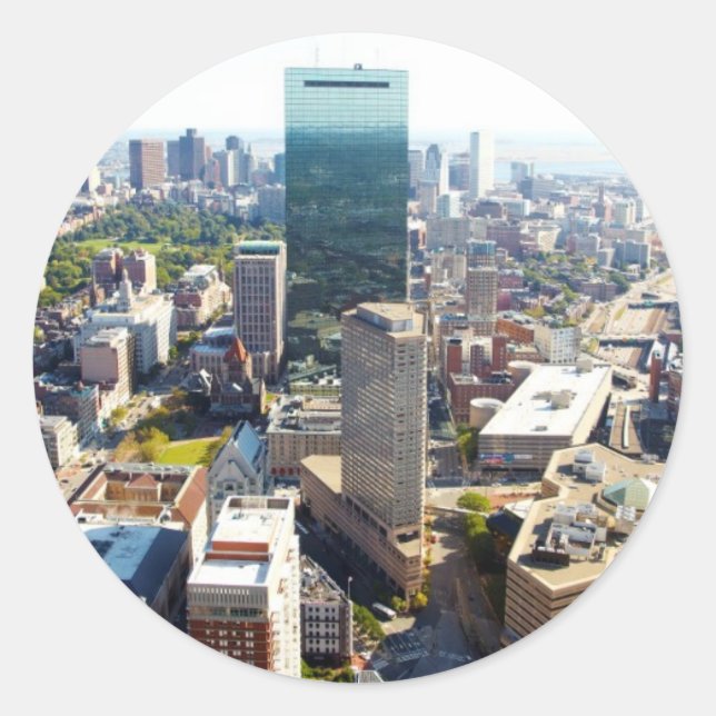 Pegatina Redonda Vista aérea de Boston 2 (Anverso)