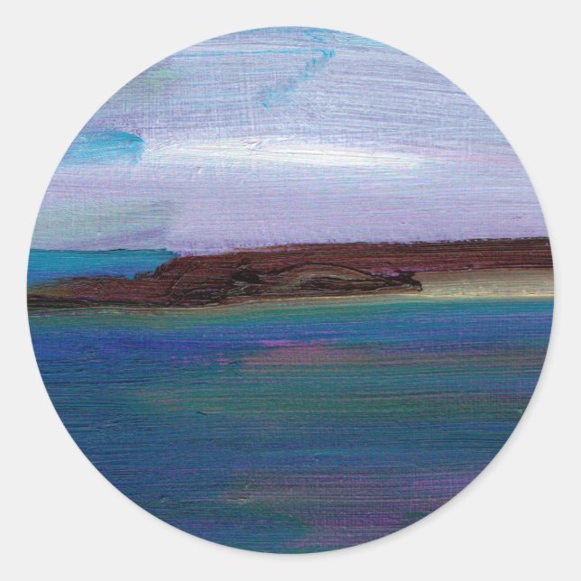 Pegatina Redonda Vista al mar de las Arenas Largas (Anverso)