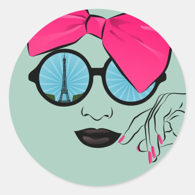 Pegatina Redonda Vista de la cara sobredimensionada de la reverenci (Anverso)