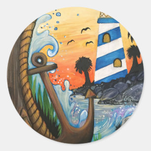 Pegatina Redonda Vista de la Casa de Luz