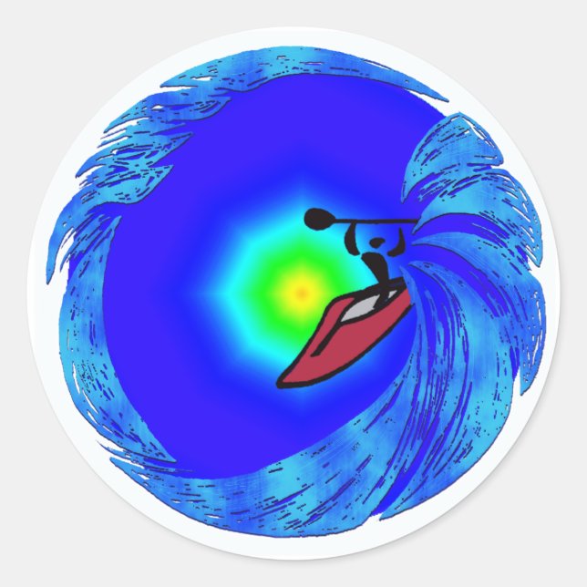 Pegatina Redonda Vista de las almas Kayak (Anverso)