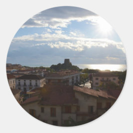 Pegatina Redonda Vista desde Scalea