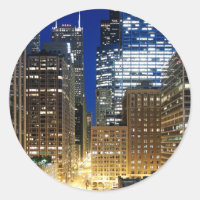 Vista nocturna del paisaje urbano de Chicago