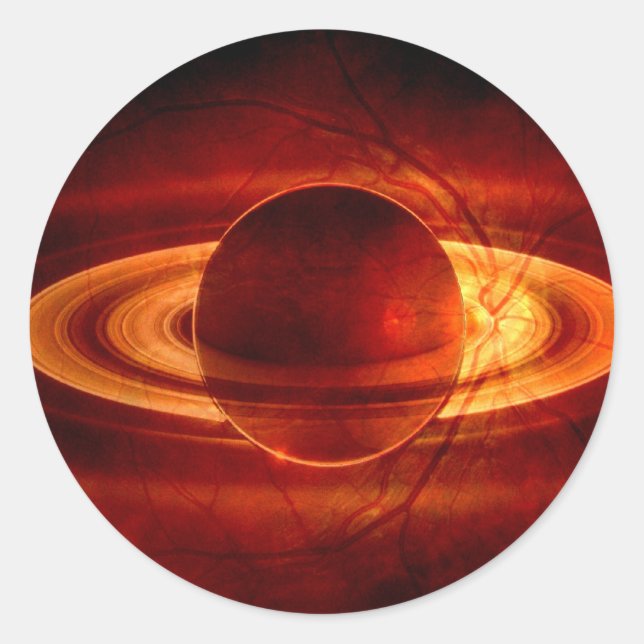 Pegatina Redonda Vista única de Saturno (Anverso)