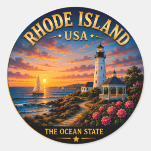 Pegatina Redonda Vistas de la Mansión Newport Rhode Island 🟡