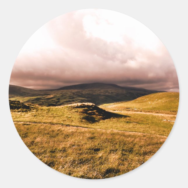 PEGATINA REDONDA VISTAS DE LA MONTAÑA (Anverso)