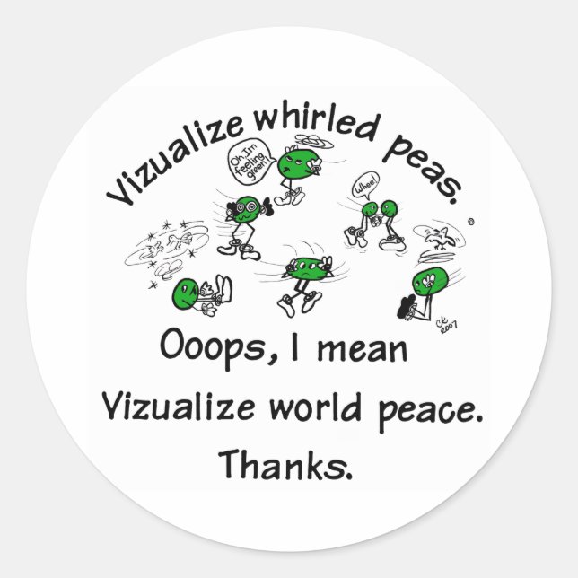 Pegatina Redonda Visualize Whirled Peas (Anverso)