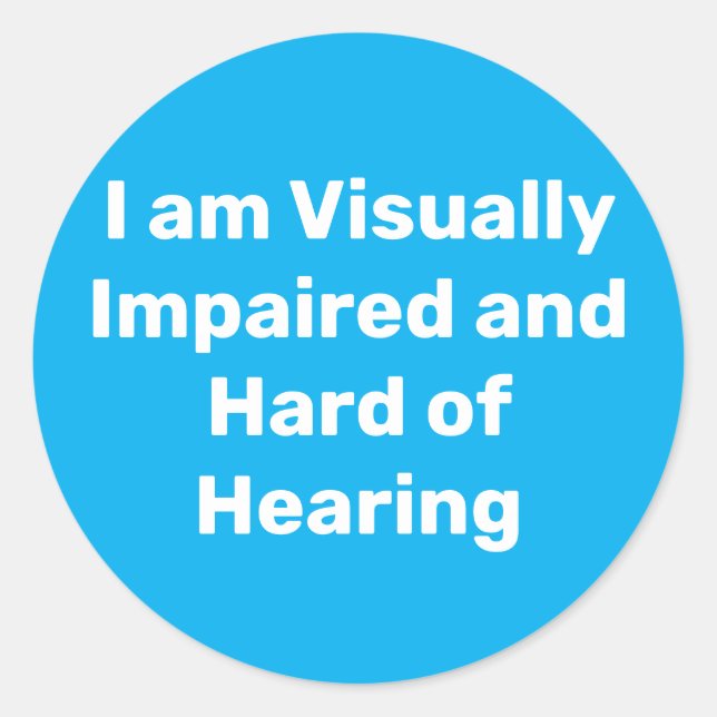 Pegatina Redonda visually impaired and hard of hearing blue (Anverso)