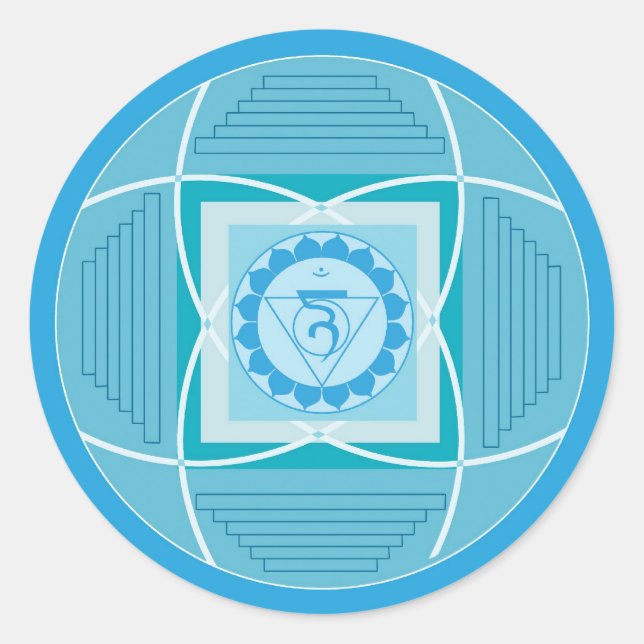 Pegatina Redonda Visuddha Chakra Mandala (Anverso)
