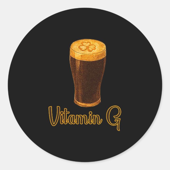 Pegatina Redonda Vitamin Beer Lucky Shamrock Funny Patrick’s Day Me (Anverso)