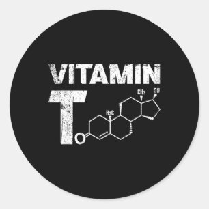 Pegatina Redonda Vitamina T Testosteron Bodybuilding Gym Fitness Tr