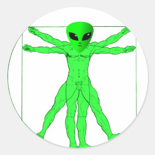 Pegatina Redonda Vitruvian Alien