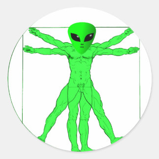 Pegatina Redonda Vitruvian Alien