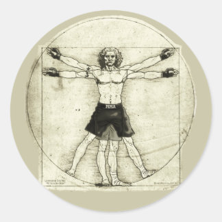 Pegatina Redonda Vitruvian MMA Man