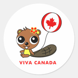 Pegatina Redonda Viva Canadá