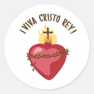 Pegatina Redonda Viva Cristo Rey