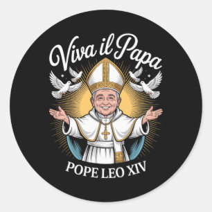 Pegatina Redonda Viva Il Papa Papa León Xiv 1