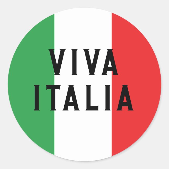 Pegatina Redonda Viva la bandera italiana de Italia personalizada (Anverso)