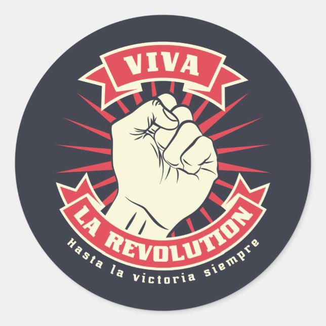 Pegatina Redonda Viva la revolución (Anverso)