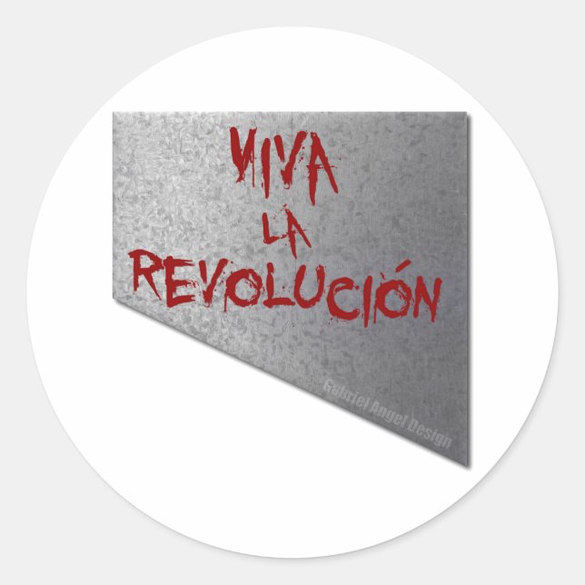 Pegatina Redonda Viva la Revolución Guillotine (Anverso)