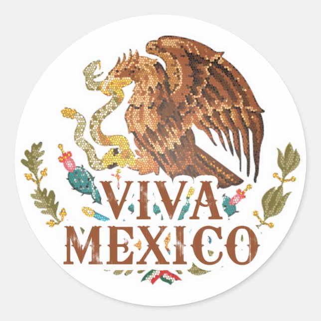 Pegatina Redonda Viva México (Anverso)